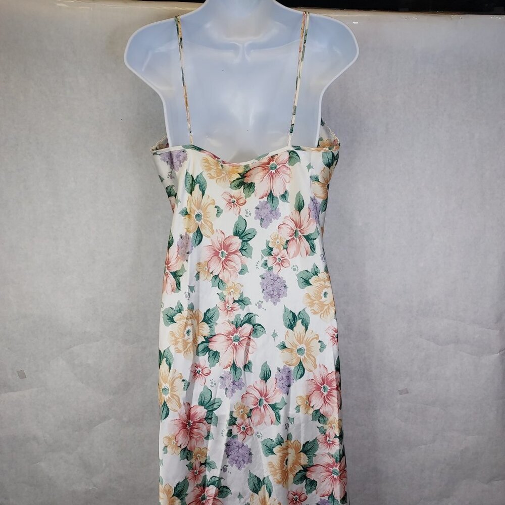 Silk & Satin Maxi Gown Women's L Lace Trim Nightgown Slip Dress Floral Coquette - Picture 9 of 16